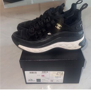 CHANEL Black and White Athletic Shoes